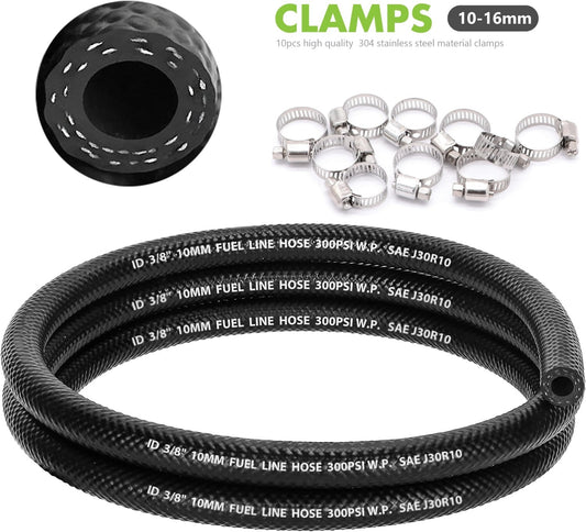 3/8 inch fuel line hose push-lock NBR rubber 300PSI suitable for engines, gas, and petroleum.