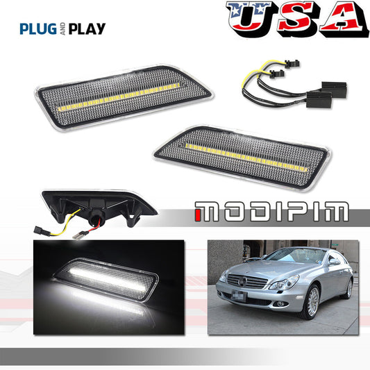 Suitable for 06-11 for Benz W219 CLS-Class AMG front corner side marker lights - Transparent white LED