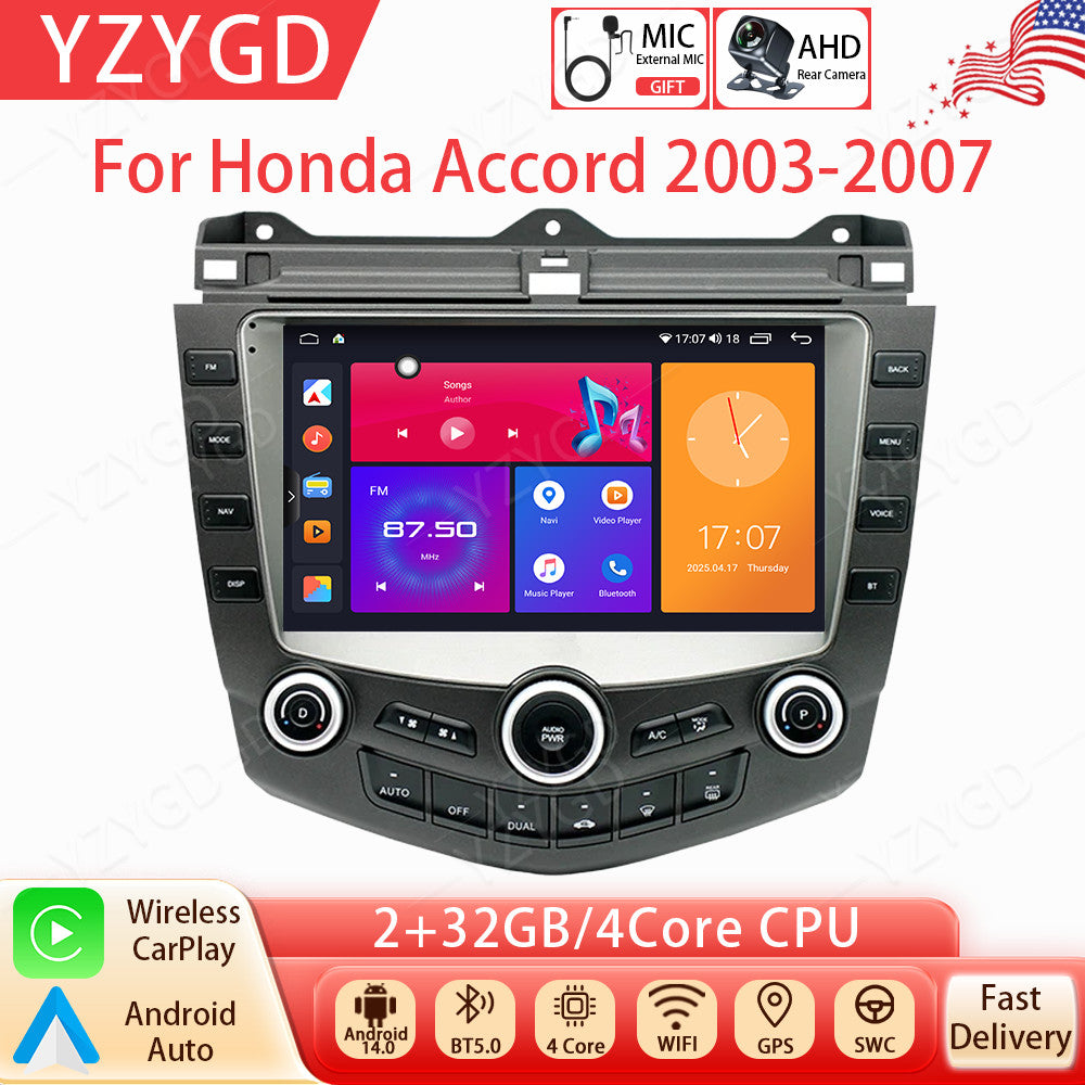 9 Android Auto Carplay Car Stereo Radio for Honda for Accord 2003-2007 GPS Navi SWC