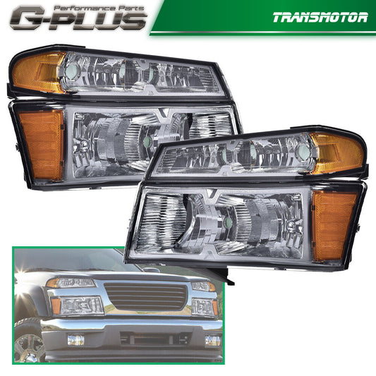 Headlight assembly + crash lights suitable for 2004-2012 for GMC for Canyon for Chevrolet Colorado