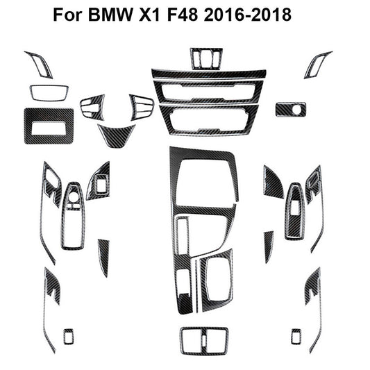 32Pcs Carbon Fiber Full Set Interior Kit Cover Trim for BMW X1 F48 2016-2018