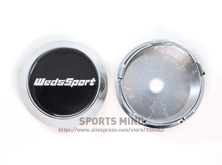 4x60mm Weds Sport Black Chrome Badge Wheel Cap Edge Cap Decal Badge