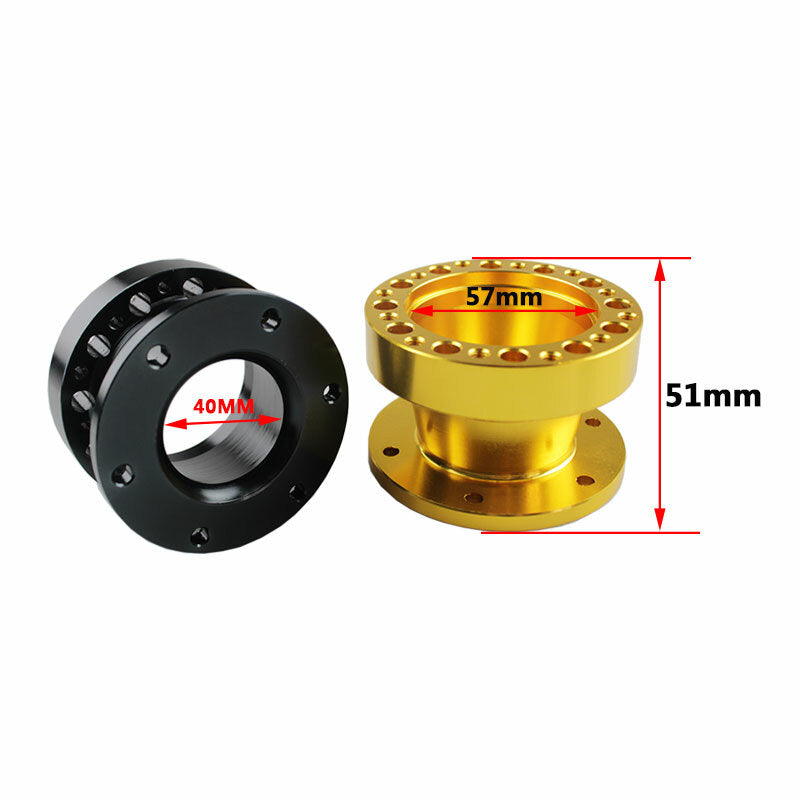 2IN/51mm Height Steering Wheel Spacer Adapter Hub Boss Kit Aluminum 6 Hole Black