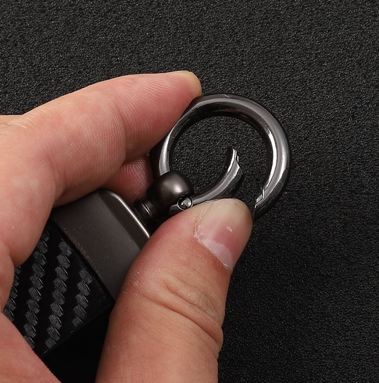 Carbon fiber leather pink car keychain/key ring with horseshoe buckle for Audi for A4