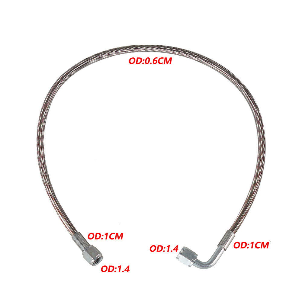 36 Turbo Oil Feed LineSteel Braided PTFE Line 4AN 90° Straight Hose End Teflon