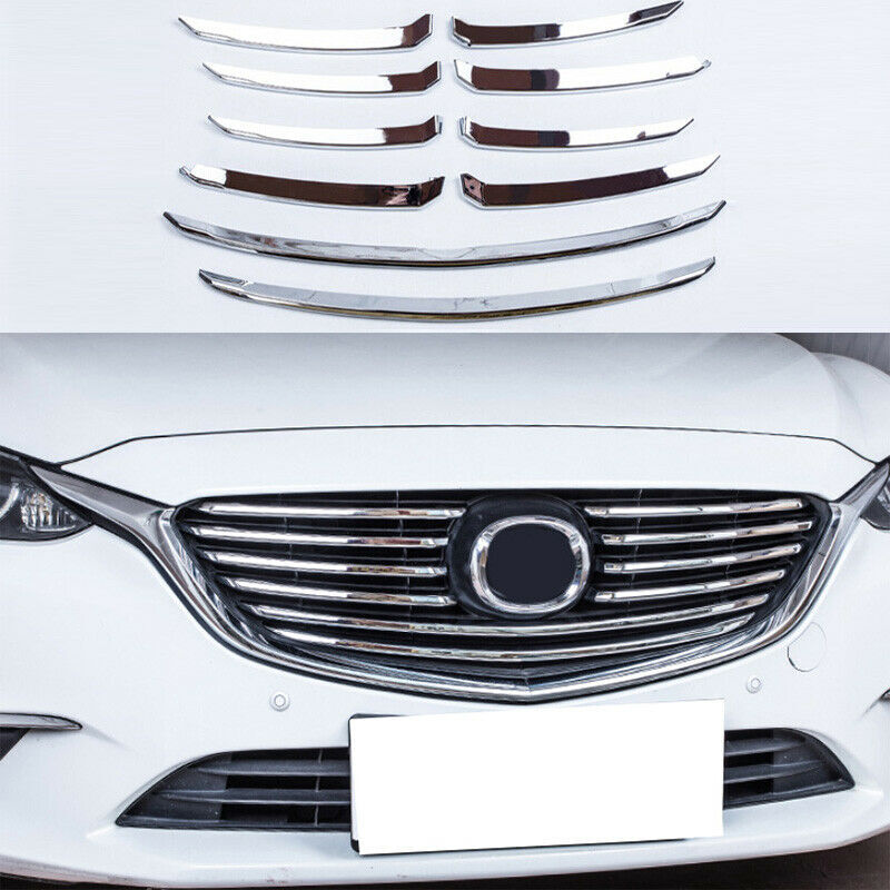 for Mazda 6 Atenza 2017-2018 Glossy Chrome Front Center Mesh Grille Strip Trims