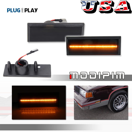Suitable for 1981-1988 Cutlass Smoked Lens Front Fender Amber LED Side Marker Light