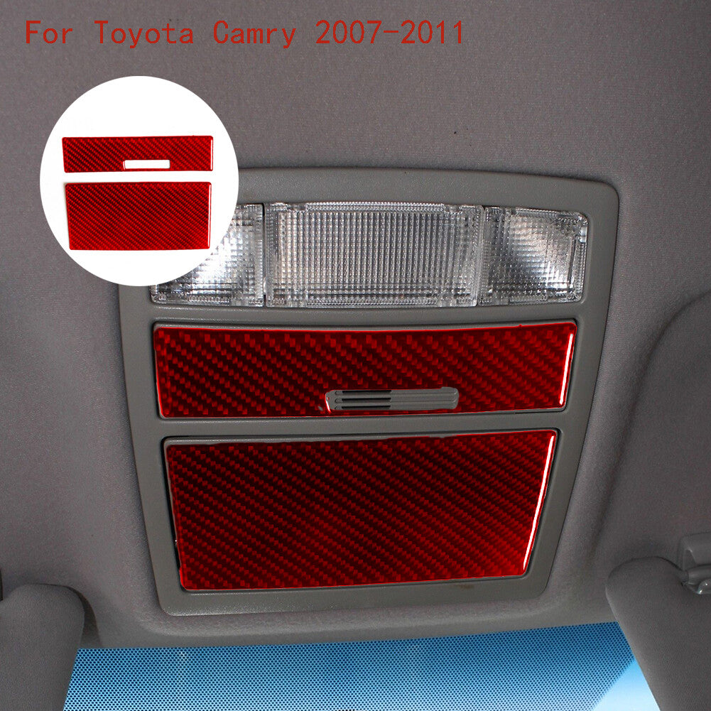 Red Carbon Fiber Overhead Reading Light Panel Trim for Toyota for Camry 2007-2011