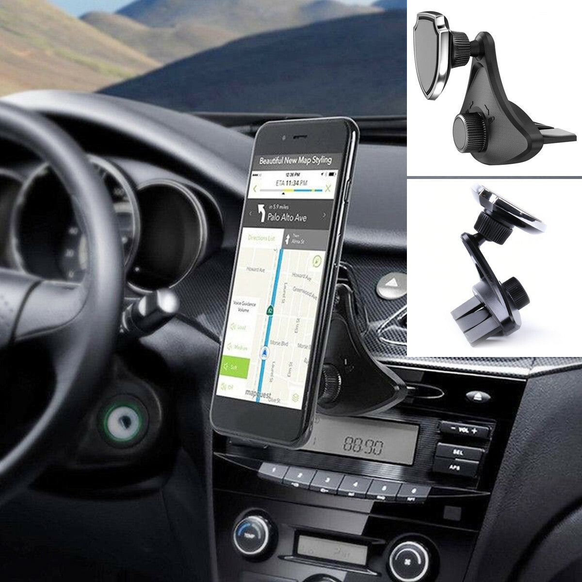 360o Rotation Magnetic Car CD Slot Mount Holder Stand Cradle For Cell Phone GPS