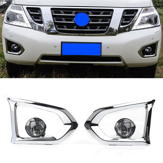 Front Fog Light+Fog Lamp Cover Assembly Set Pair Fit for Nissan Patrol Y62 2016-2018