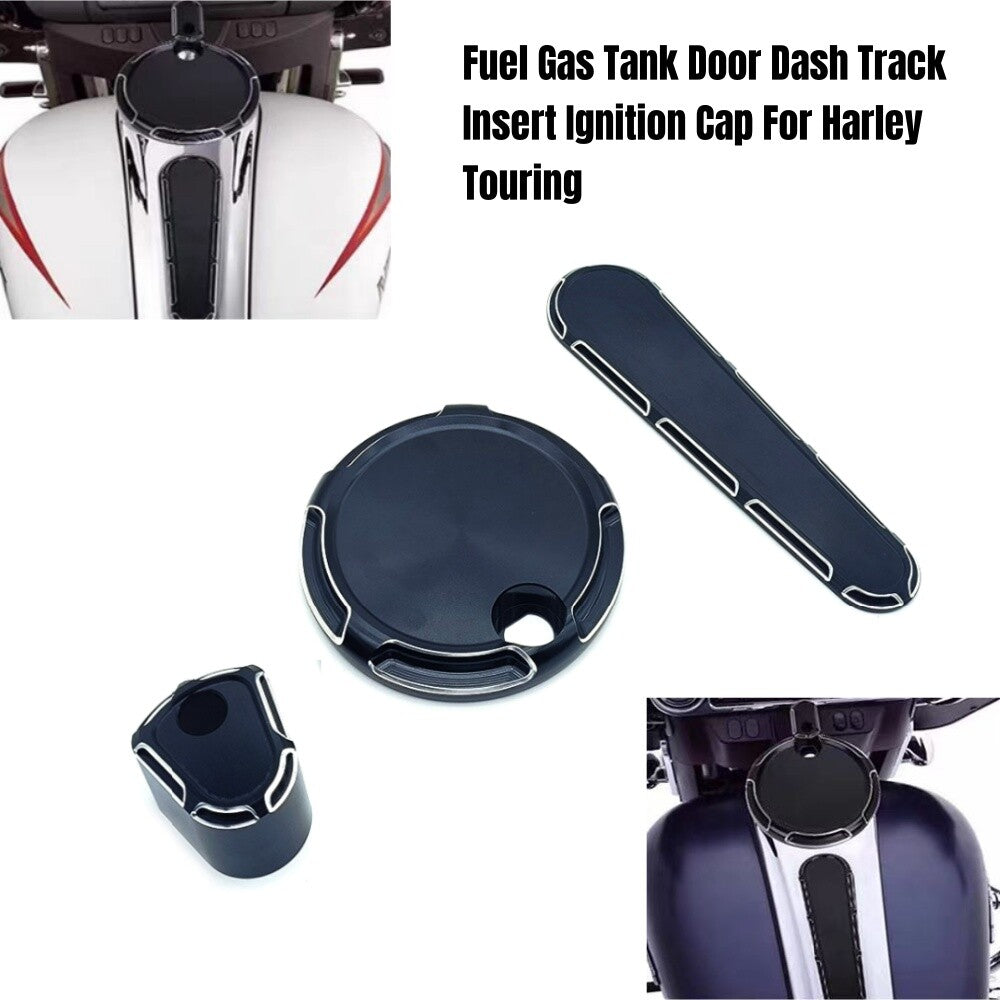 Fuel Gas Tank Door Dash Track Insert Ignition Cap for Harley Touring FLHX 08-13