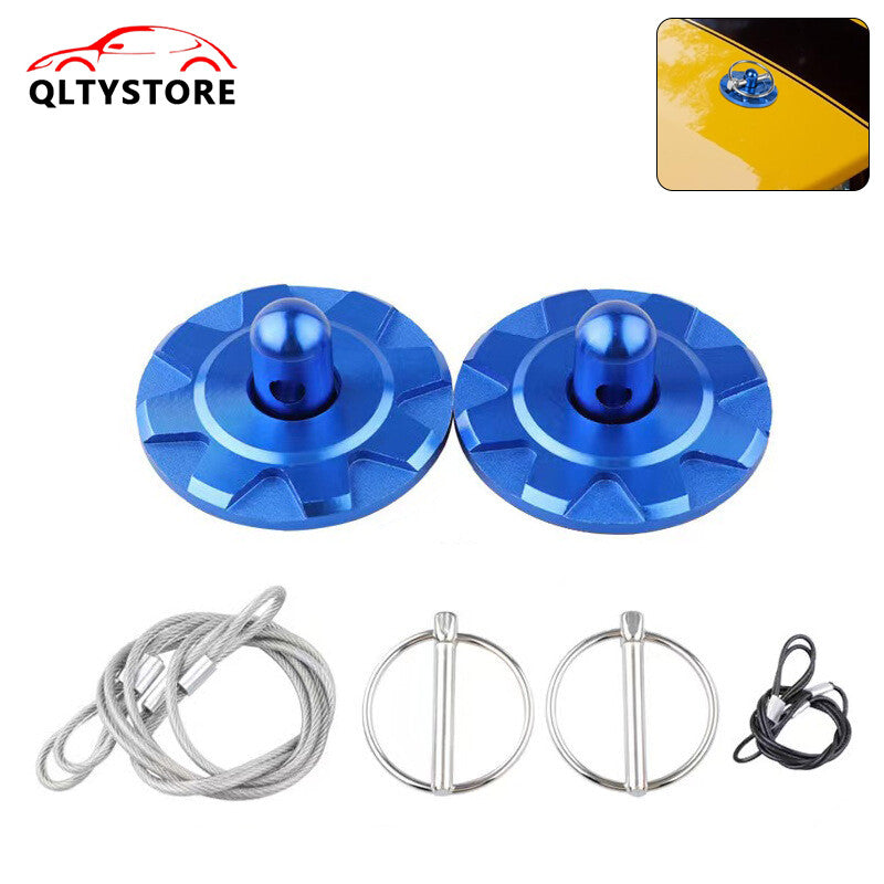 Blue Hardware Bonnet Racing Hood Pin Lock Appearance Kit Universal Aluminum