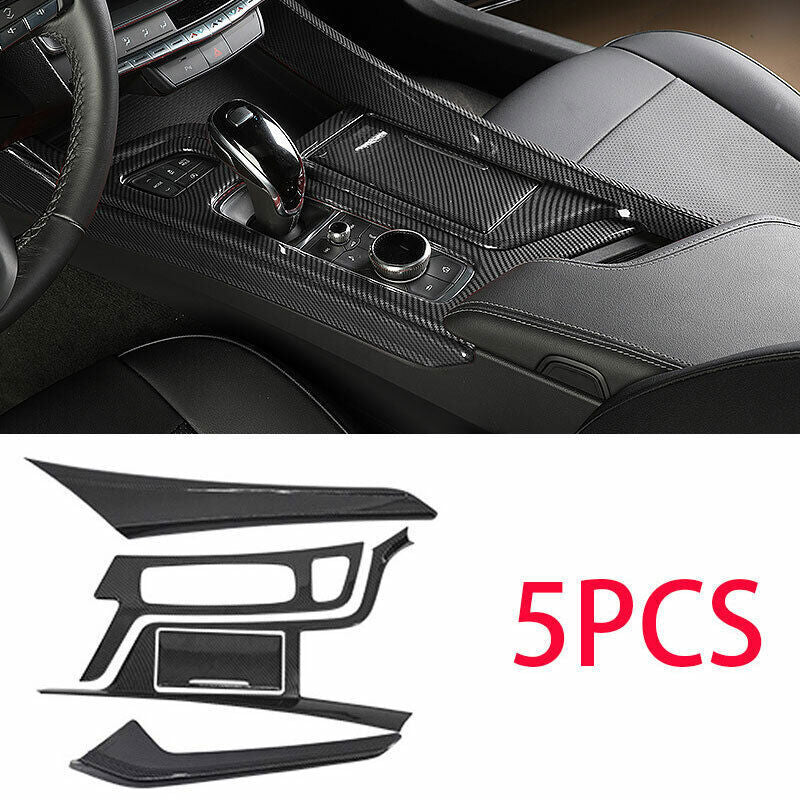 for Cadillac CT5 2019-20 ABS Carbon Fiber Central Gear Shift Panel Cover Trim 5x
