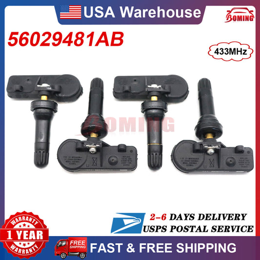4PCS 56029481AB Tire Pressure Sensor Monitoring TPMS 433MHz for Dodge for Ram for Jeep