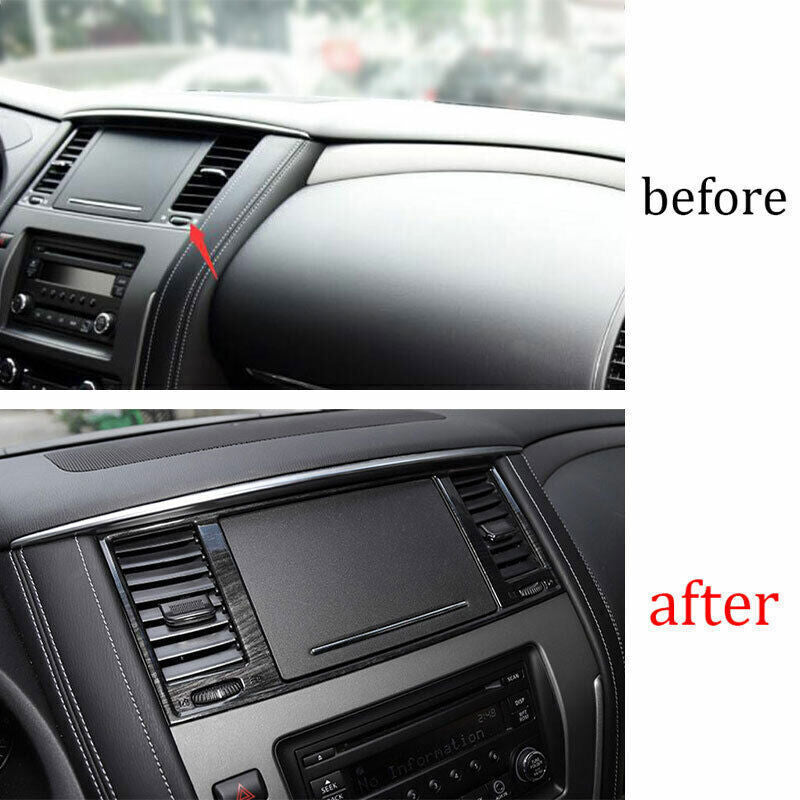 Middle Air Outlet Vent Cover Trim for Nissan Armada Y62 2017-20 Black Wood Grain