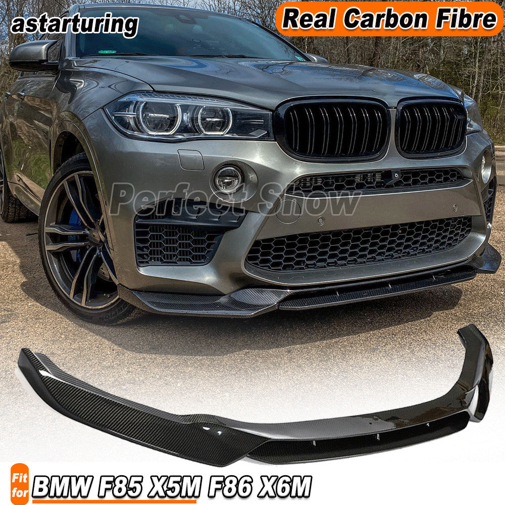 for BMW F85 X5M F86 X6M 2014-2018 REAL CARBON Front Bumper Lip Spoiler Splitter
