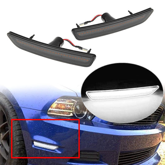 2x LED Front Side Marker Lights for Ford for Mustang 2010-2014 2013 2012 2011 White