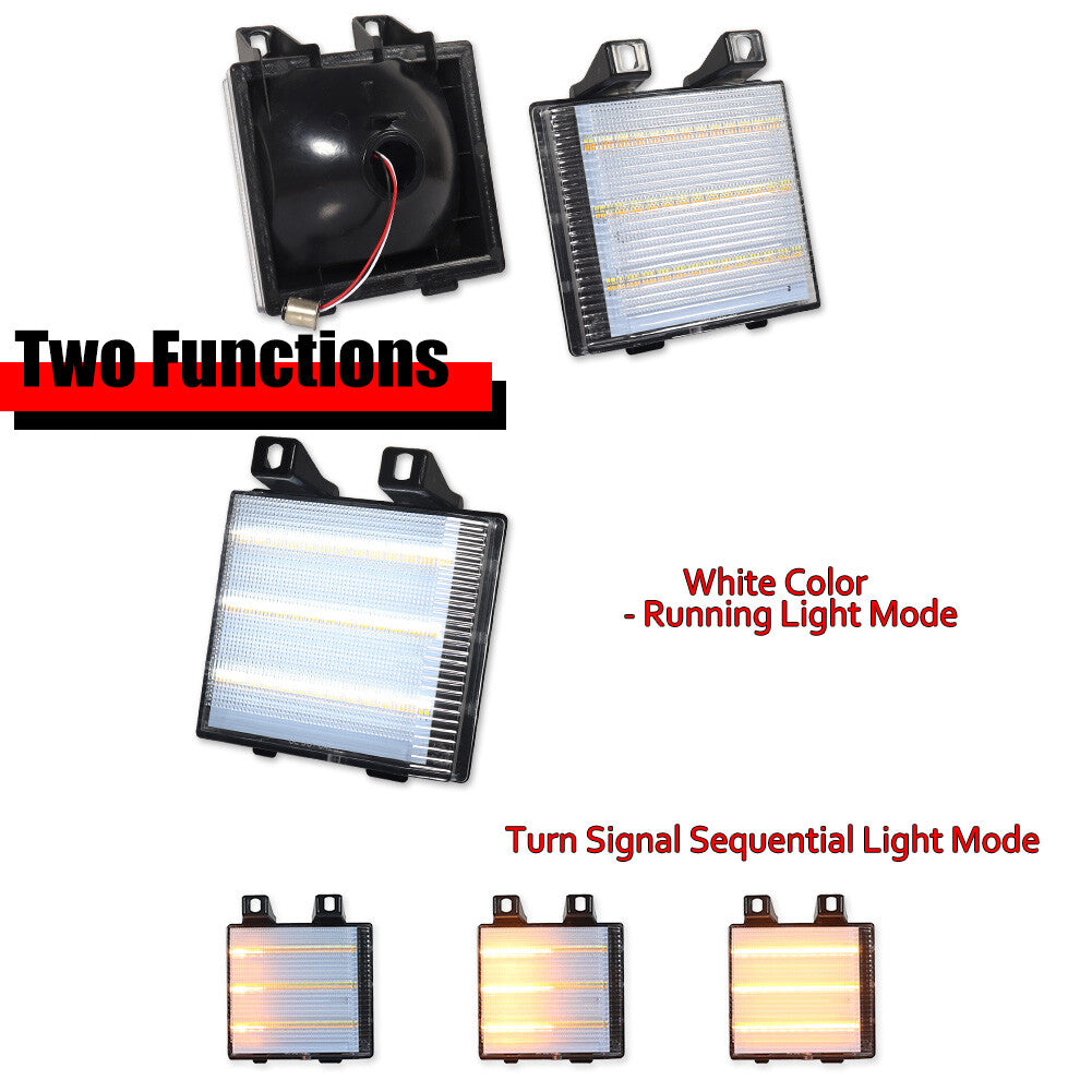 2-Piece Transparent Lens Dynamic Amber and White DRL Signal Lights for Chevrolet for GMC Pickup Trucks