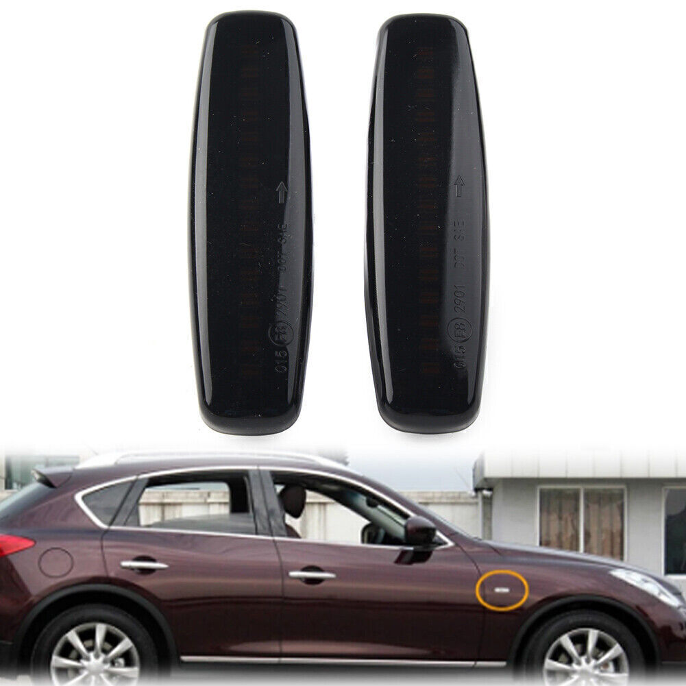 LED Sequential Side Marker Light Black Shell for Infiniti EX25 M35 Q60 Q70 QX50