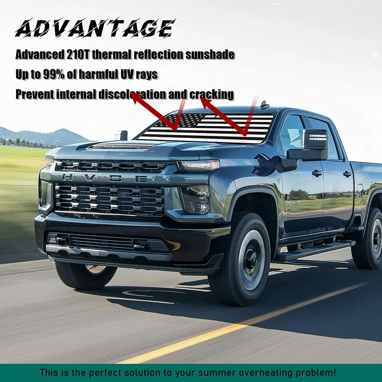 for Dodge Accessories Truck Windshield Sun Shade American US Flag UV Cover Visor