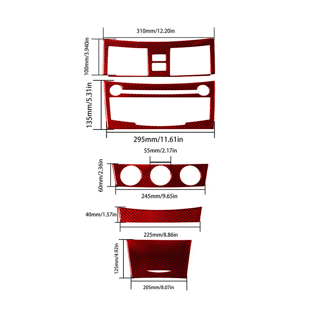 Red Carbon Fiber Manual Climate Control Cover Trim for Toyota for Camry 2007-2011