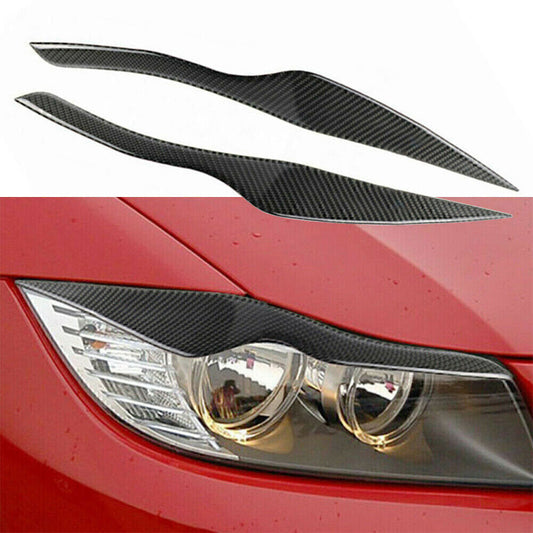 Carbon Fiber Headlight Eyebrow Eyelid Cover Trims Fit 2005-2012 for BMW E90 E91