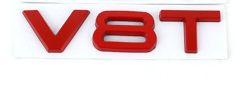 2-Pack for Audi V8T Side Fender Rear Badge Stickers Red A3 for A4 for A5 for A6 A7 for A8 Q3