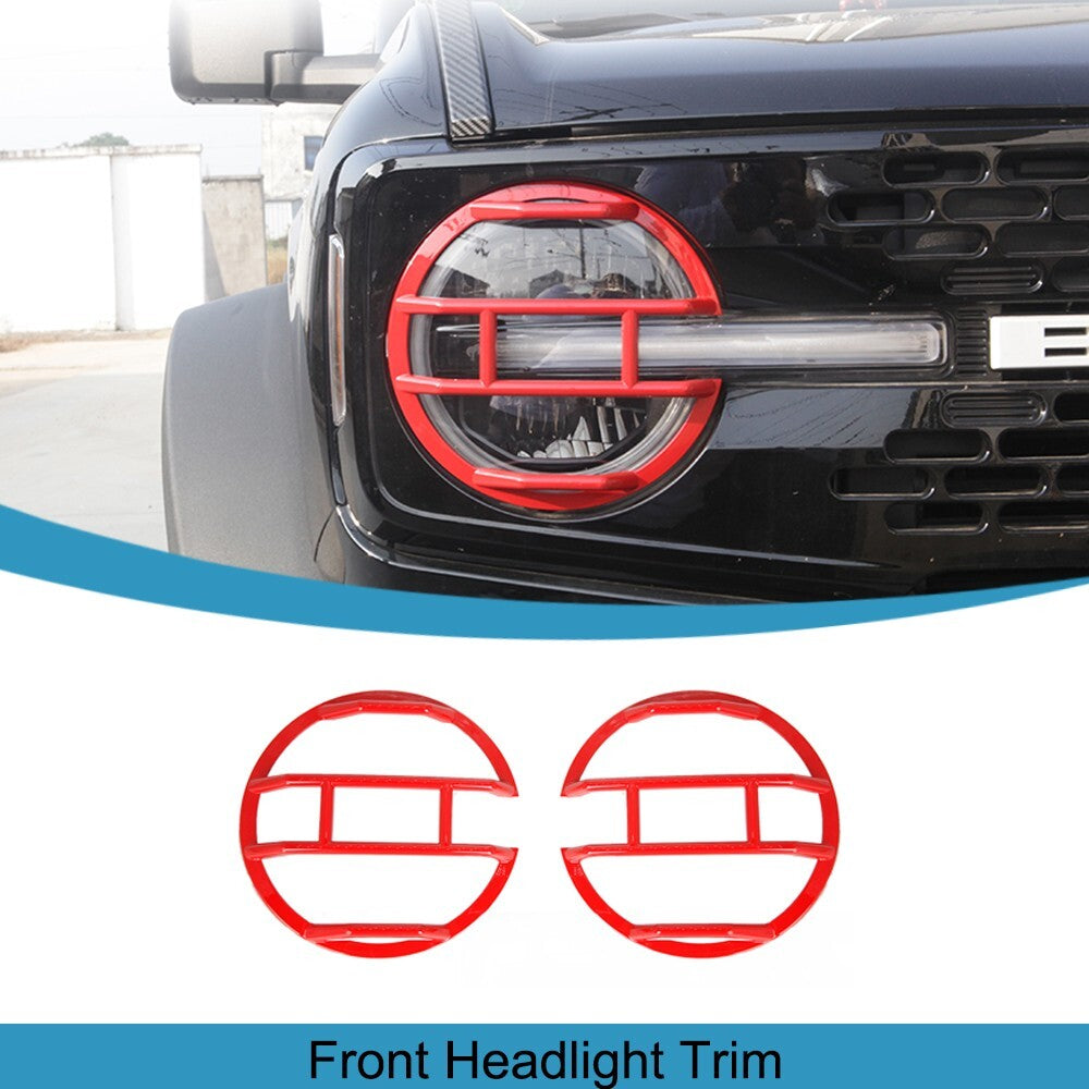 Red Front Headlight Cover Trim Lamp Hoods Guards for Ford Bronco 2021 2022 2023