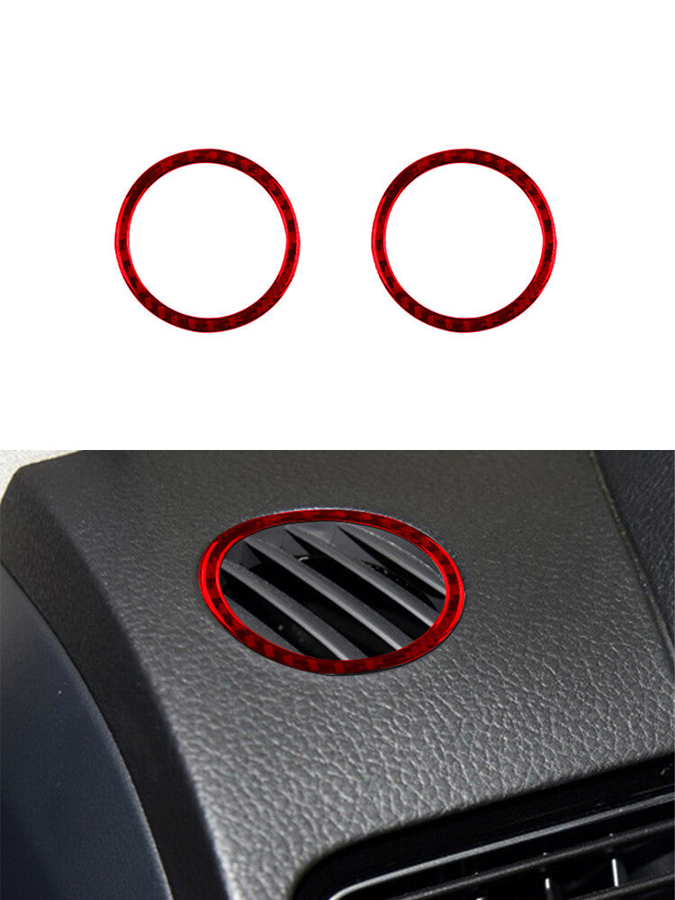 Red 2X Carbon Fiber Vent Ring Trim for VW Touareg 2011-2018