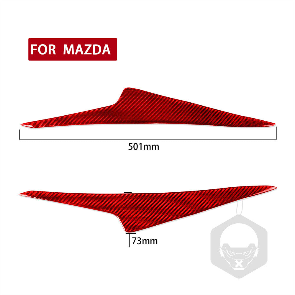 Red Carbon Fiber Front Headlight Eyelid Eyebrow Trim for Mazda 3 Axela 2014-2016