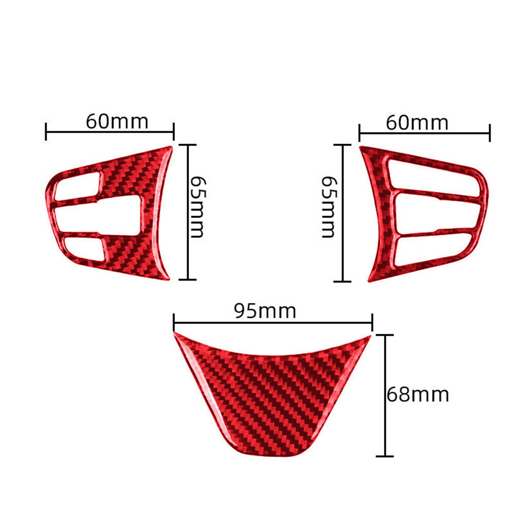 3x Red Carbon Fiber Interior Steering Wheel Cover Trim for BMW X1 F48 2016-2018