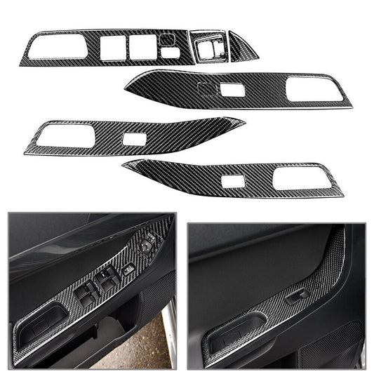 9x Carbon Fiber Window Lift Switch Panel Trim for Mitsubishi Lancer EVO X 08-15