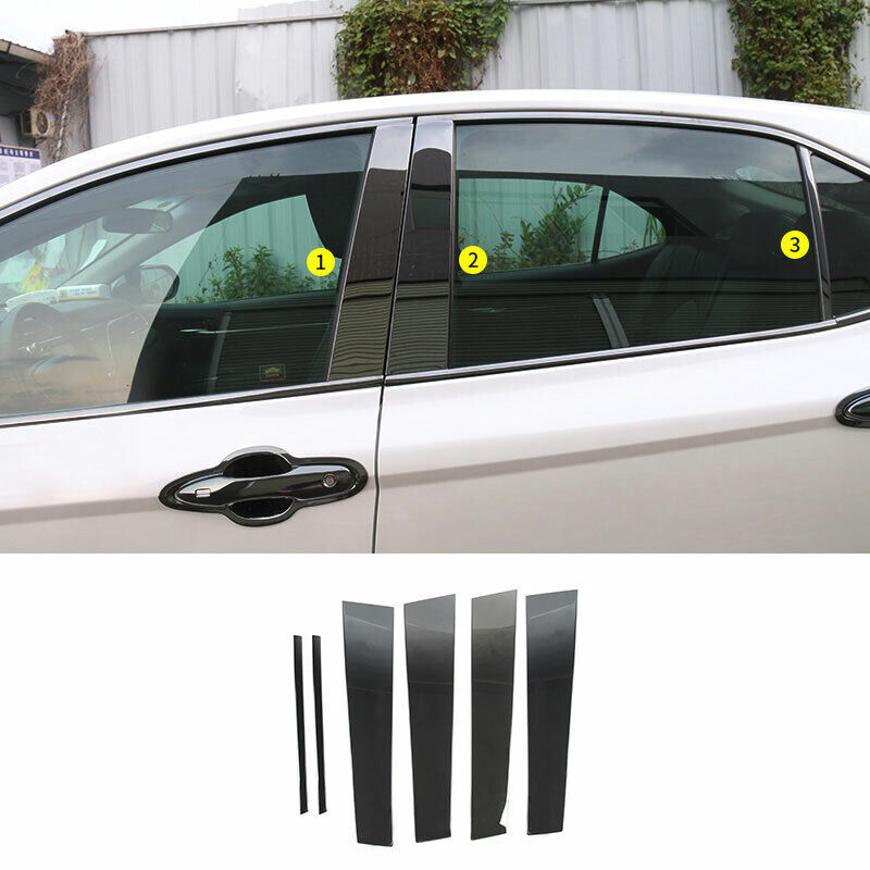 Black Stainless Pillar Posts for Toyota for Camry 18-22 6pc Set Door Trim Cover Kit