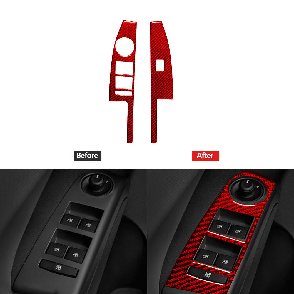 Red Carbon Fiber Front Window Lift Panel Cover Trim for Chevrolet Sonic 2012-16