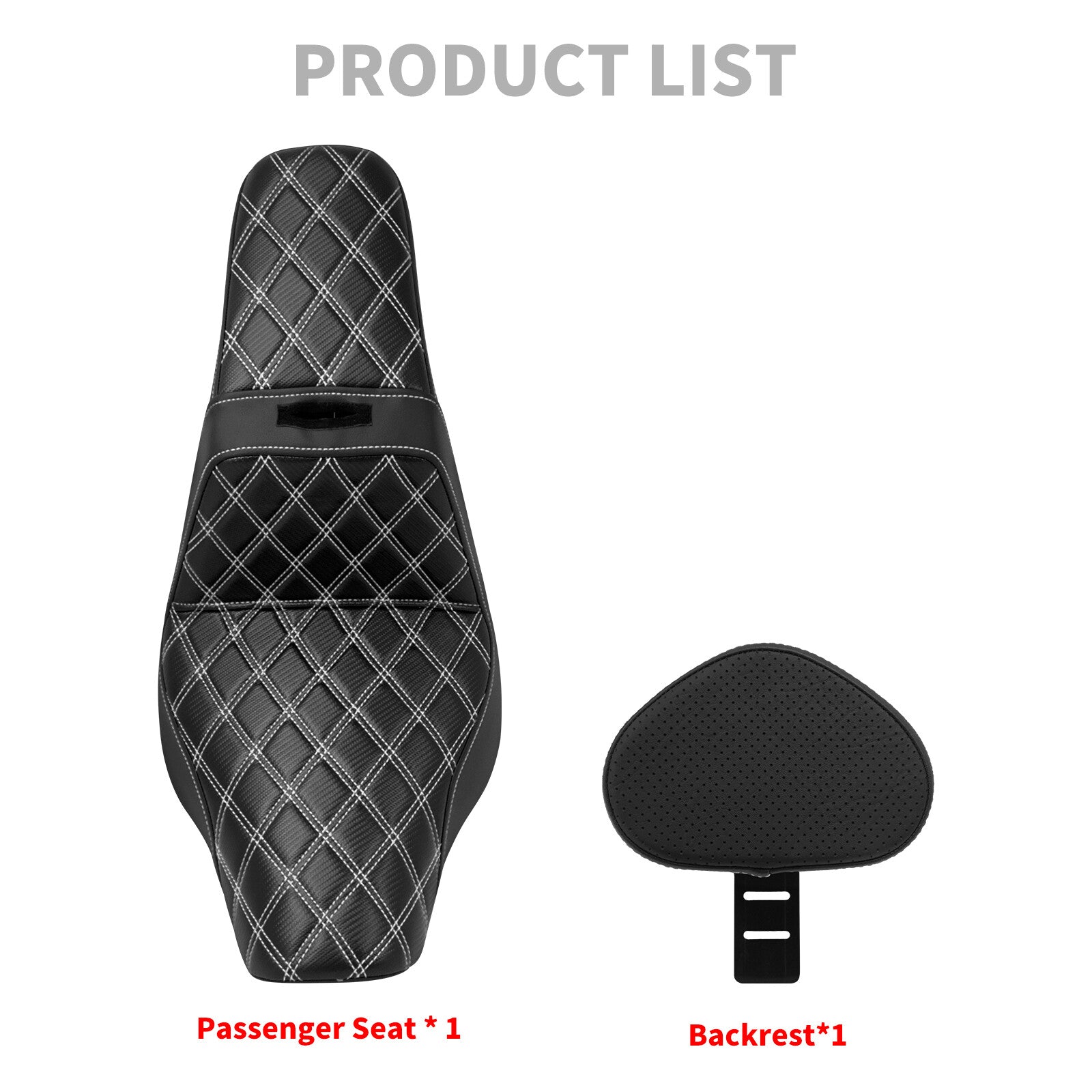 Driver Passenger Gel for Seat White Line w/ Backrest for Harley Low Rider 2018-2024