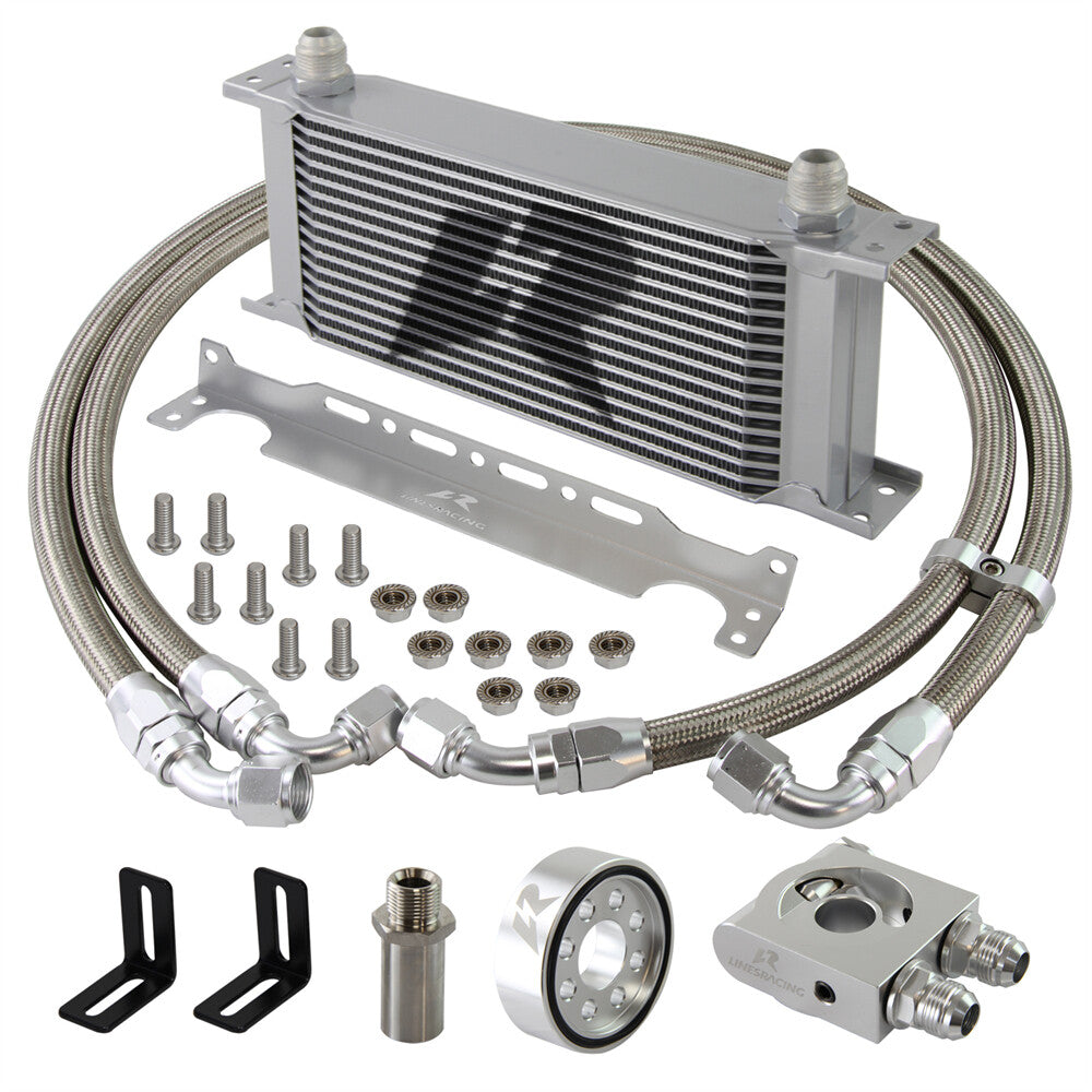 16 Row Oil Cooler Kit Thermostatic for Subaru BRZ for Scion -S FA20 2013+ Silver