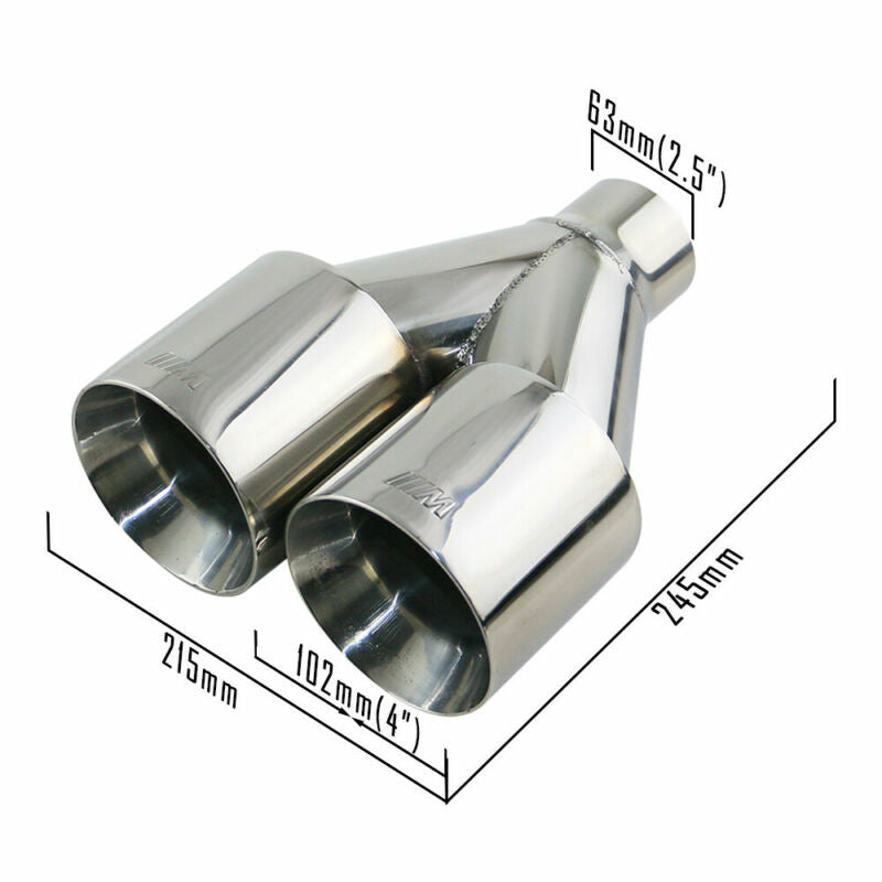 2PCS 2.5'' ID Universal Polished Dual Exhaust Tips 4 OD Tail Pipe Fit for BMW M