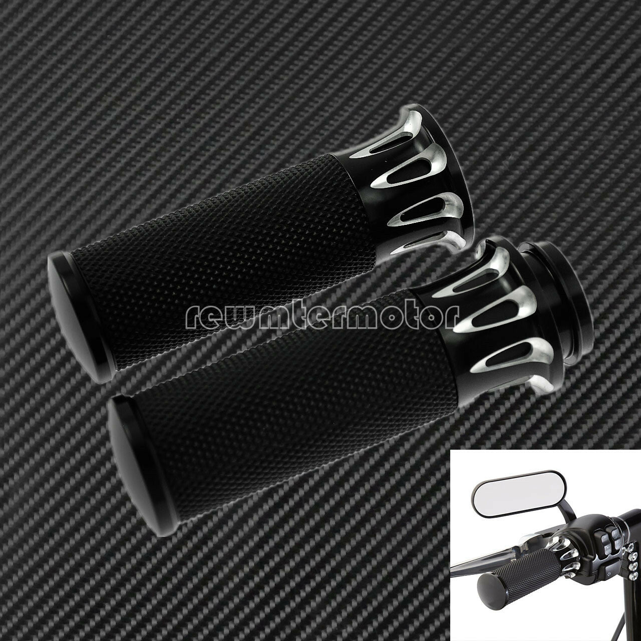 1 25mm Black Handle Bar Hand Grips Fit for Harley Touring Softail Dyna CVO