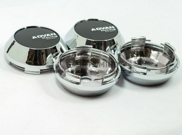 4x65mm Advan Racing Black and Silver Decal Wheel Center Hub Cap Badge Rim