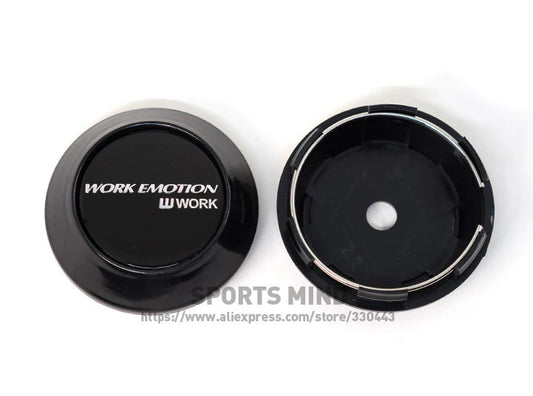 4-piece set of 69mm working emotion rim caps, hub center caps, hub logos, black