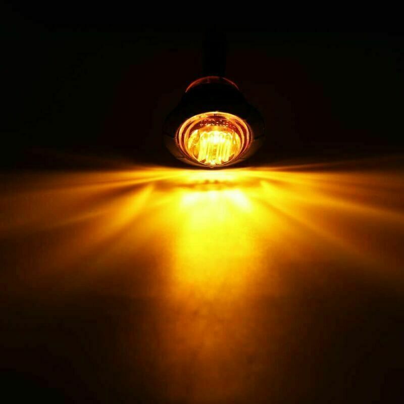 50pcs Smoked Amber 3/4 Round Side Marker 3 LED Boat Truck Trailer Bullet Lights