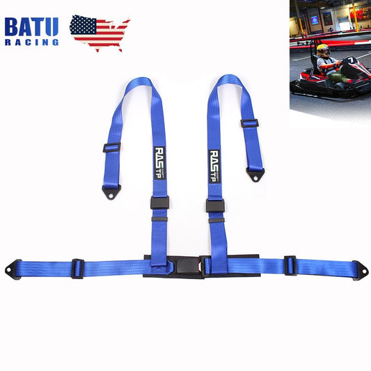 2 4 Point Harness Quick Release Safety Blue Universal for Seat Belt Fit For Go-Kart
