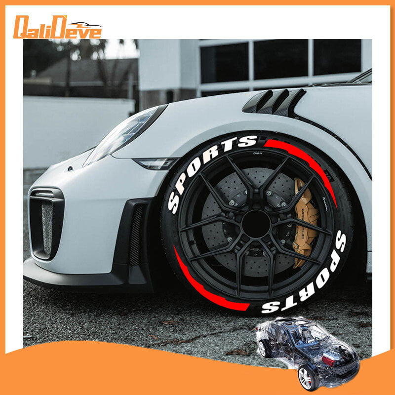 8 sets of sports tire lettering stickers, 1.06 inches, 14 inches - 22 inches, permanent tire lettering