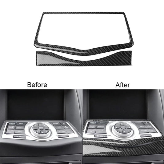 1 Set for Nissan 370Z 2009-2020 Carbon Fiber Navigation Decoration Cover Trim