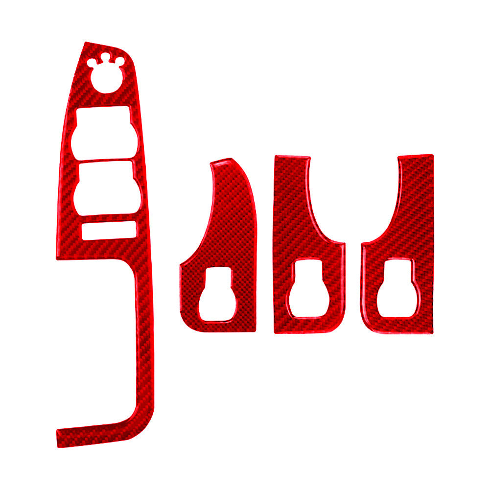 4x red carbon fiber car window control trim for Audi A4 S4 2005-2008