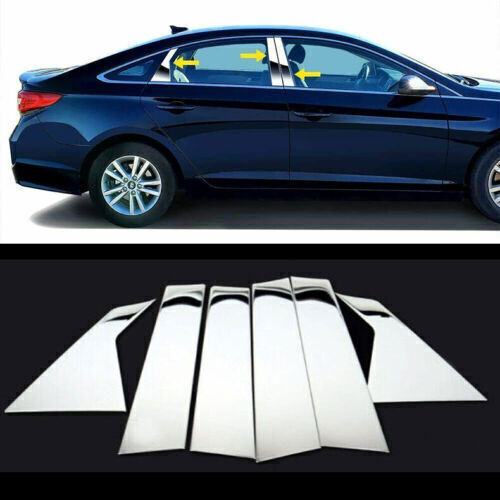 Chrome Pillar Posts for Hyundai Sonata 2015-2019 6p Door Trim Mirror Cover Decor