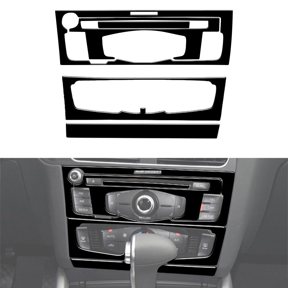 5Pcs CD Player Radio Air-Con Trim Cover TYP-B Gloss Black for Audi Q5 2009-2017