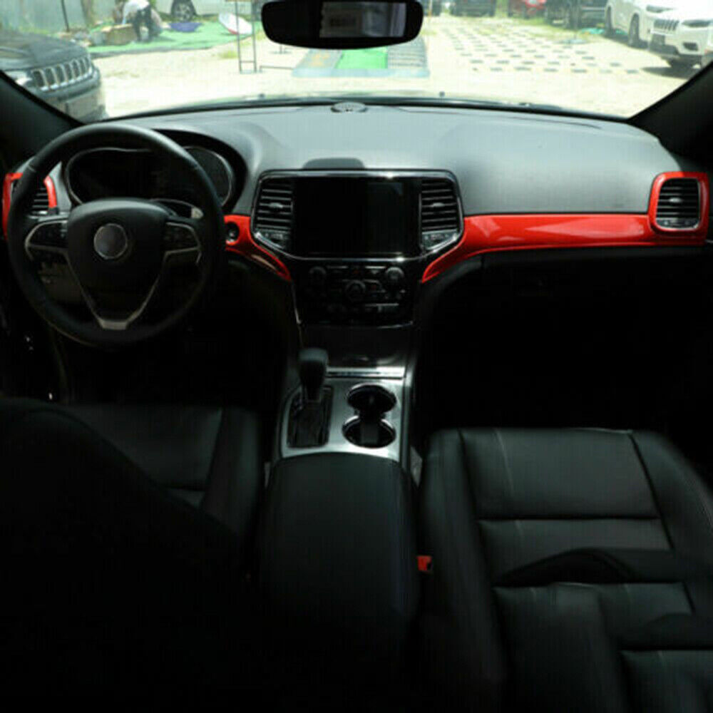 7Pcs Red Dashboard+Door Handle Panel Trim Kit for Jeep Grand Cherokee 2011-2021