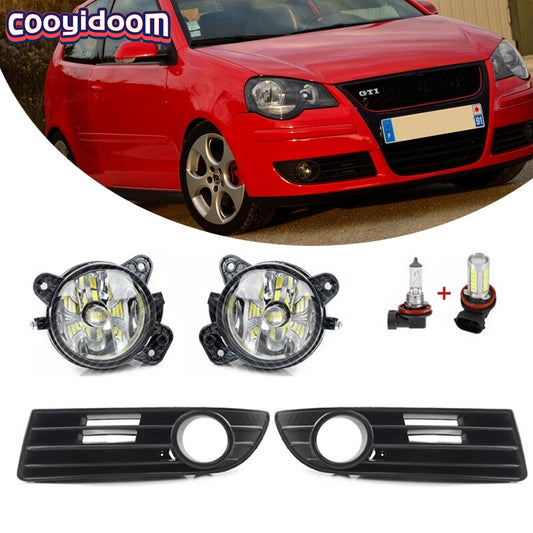 Front halogen + LED fog lights are suitable for Volkswagen Polo GTI 9N3 MK4 (2005-2010).