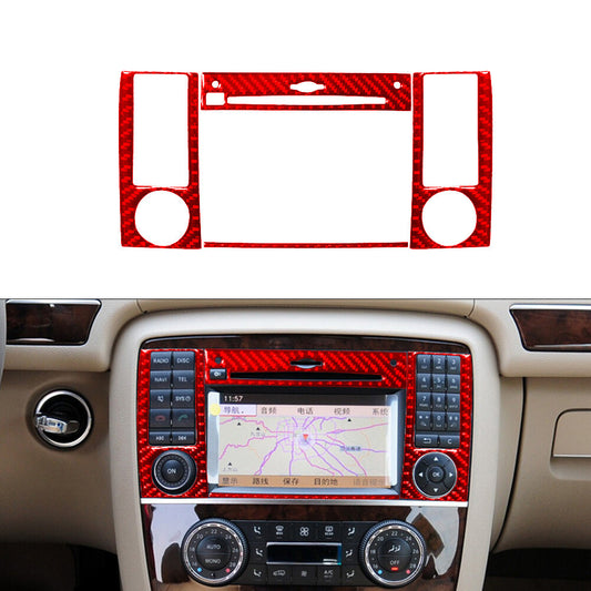 Red CD Player Display Trim Cover Carbon Fiber for Mercedes R-Class 2009-2012
